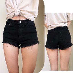 ZARA high-waisted black denim shorts